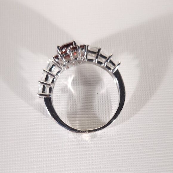 Mozambique Garnet White Zircon Ring SIZE 8 - Picture 5 of 12